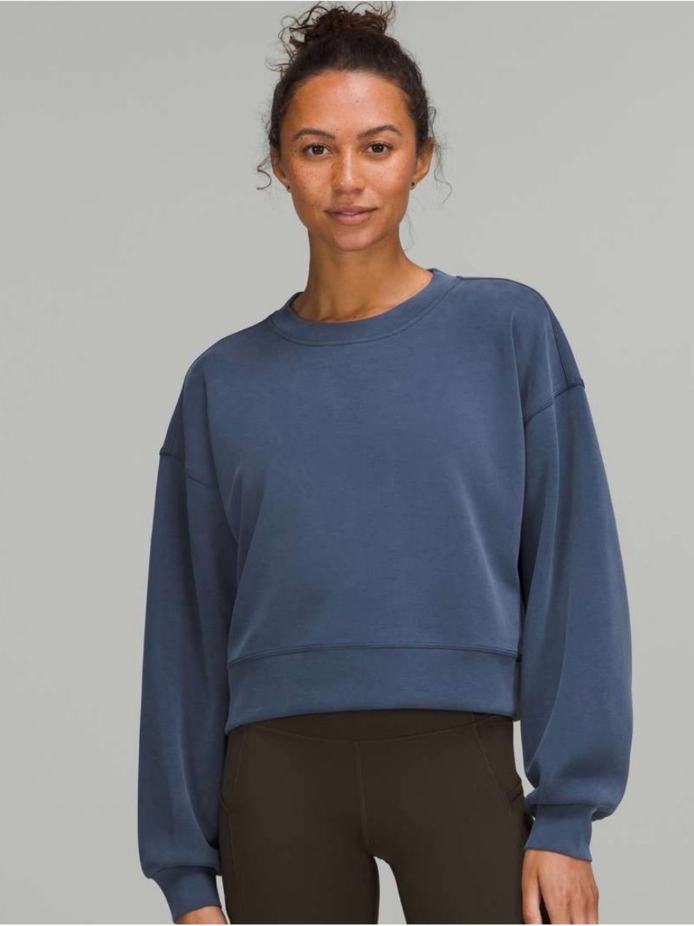 Lululemon perfectly oversized cropped crew softstream blue sweatshirt.